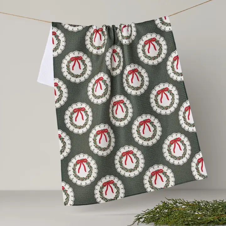 GEOMETRY TEA TOWEL - MERRY WREATHS