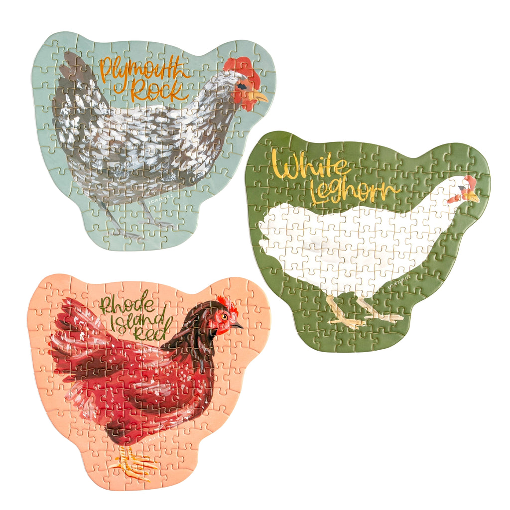 CHICKEN MEADOWS - 100 PIECE MINI JIGSAW PUZZLES - SET OF 3