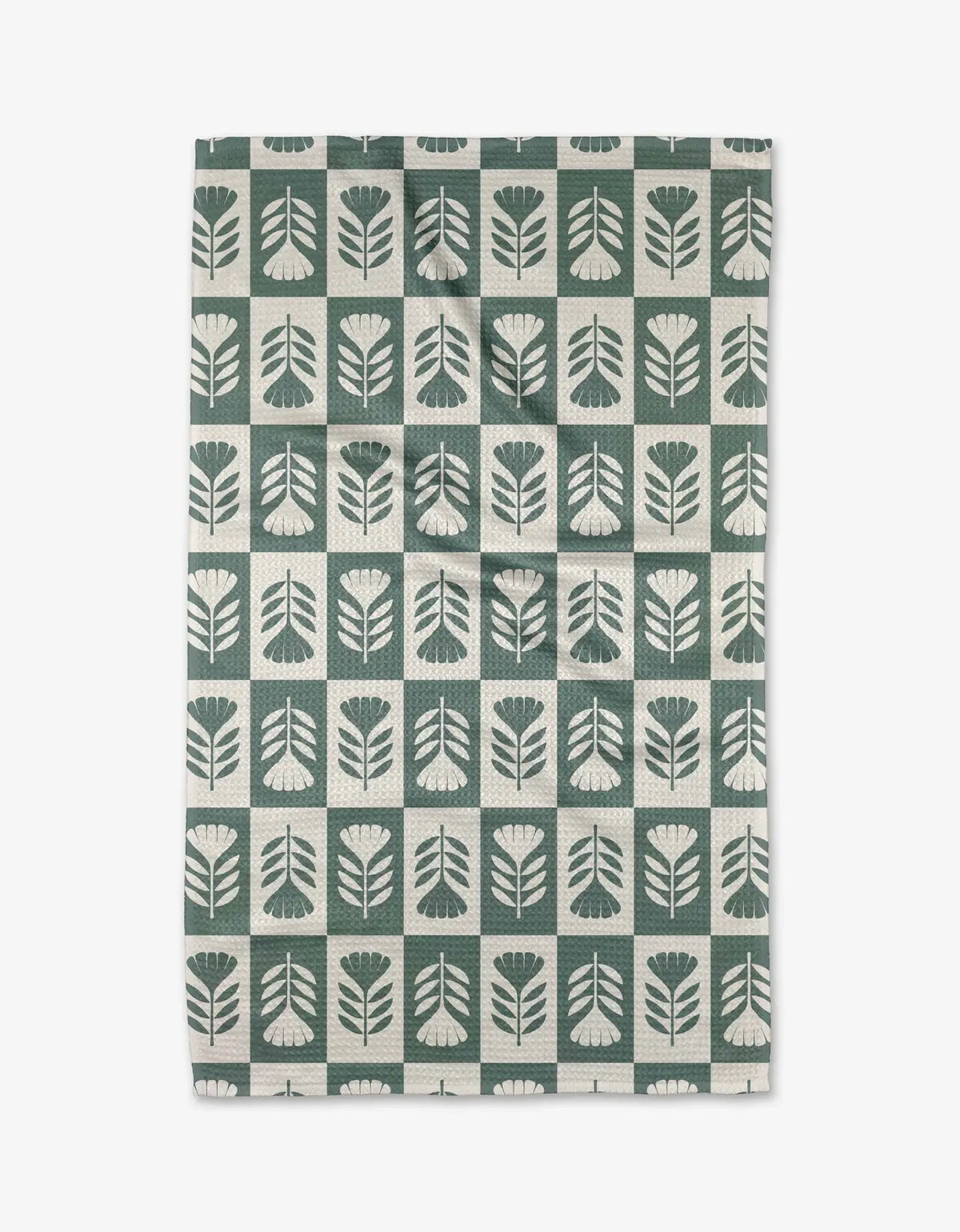 GEOMETRY TEA TOWEL - GREEN FLOWER PATCH