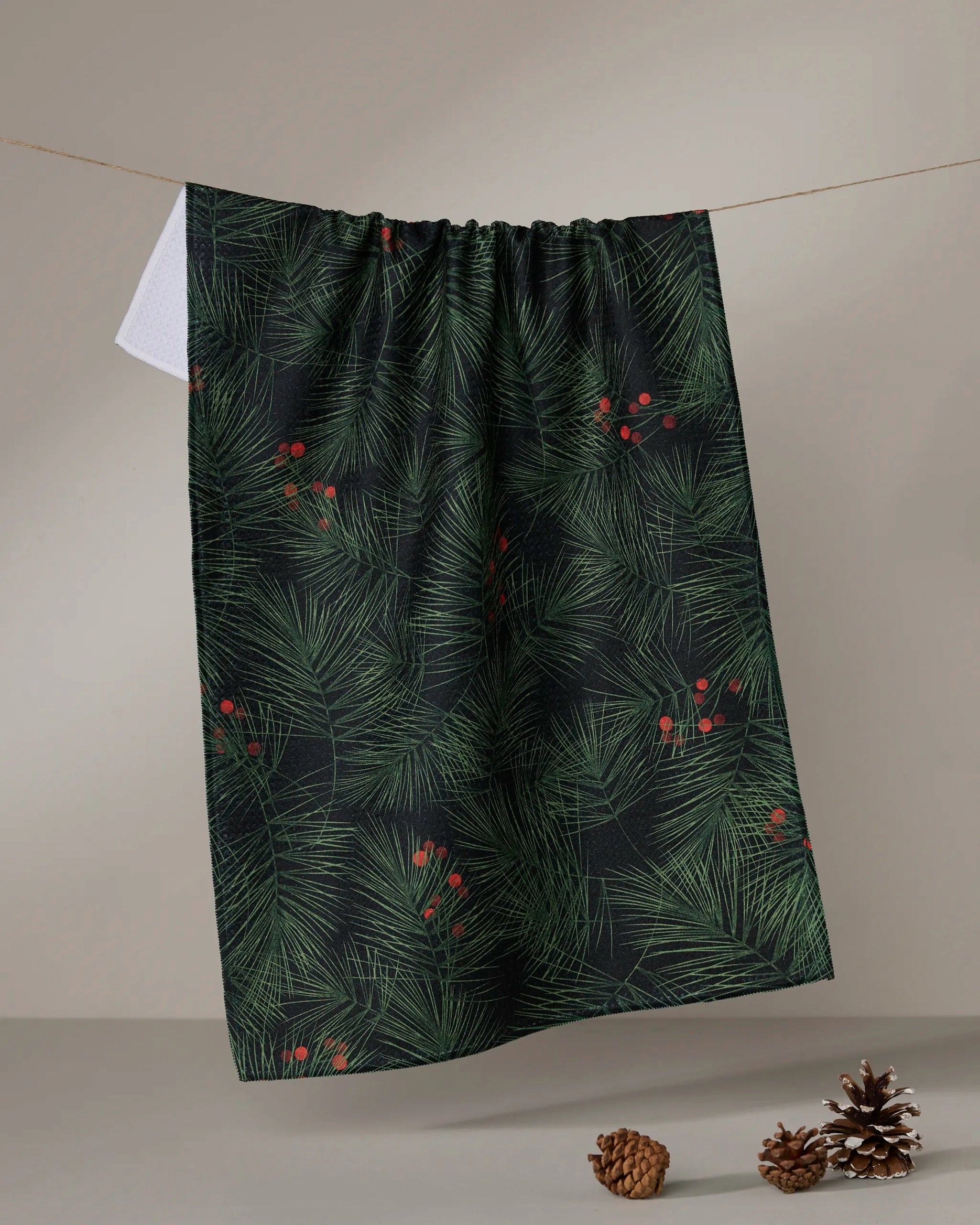 GEOMETRY TEA TOWEL - EVERGREEN PINE