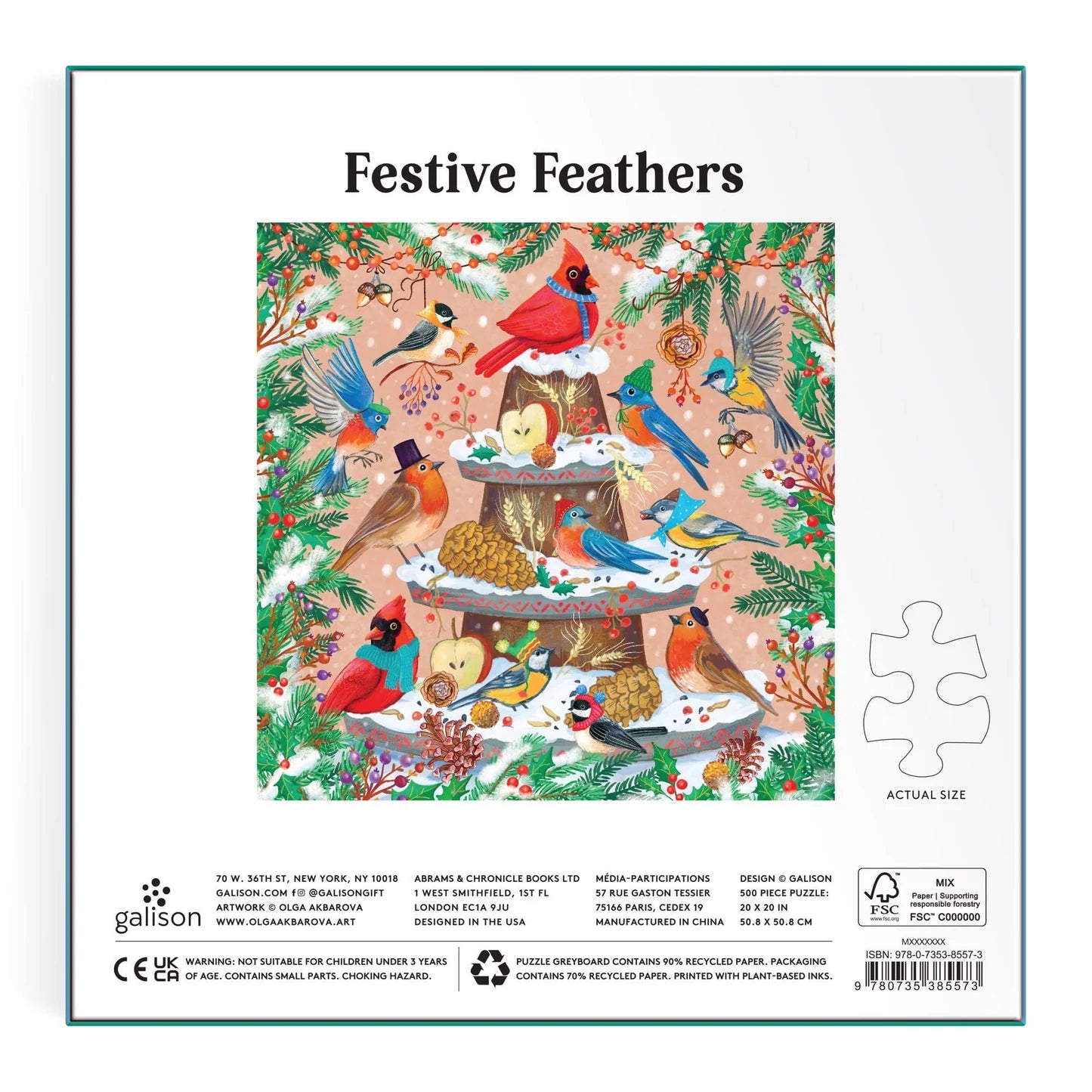 FESTIVE FEATHERS 500 PC. FOIL PUZZLE