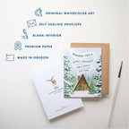 BOXED CARD SET OF 10 - CHRISTMAS CABIN