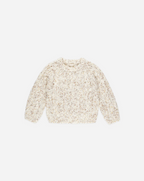 SPECKLED CABLE-KNIT SWEATER