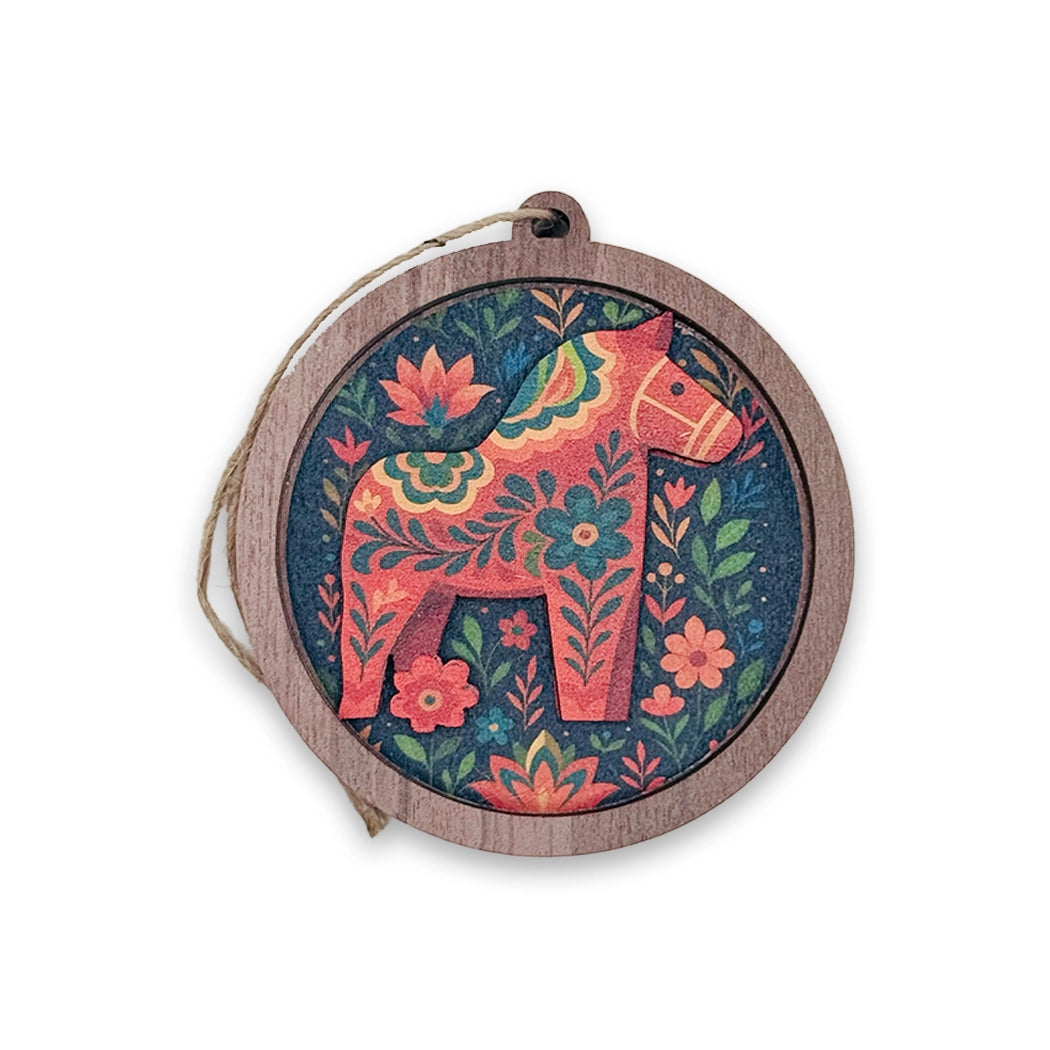 SCANDINAVIAN COZY DALA WOOD ORNAMENT