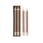 10"H TAN STRIPED TAPER CANDLES