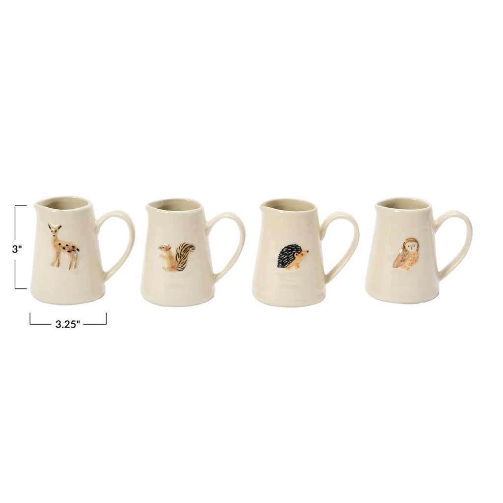 HAND-PAINTED CREAMER WITH FOREST ANIMALS