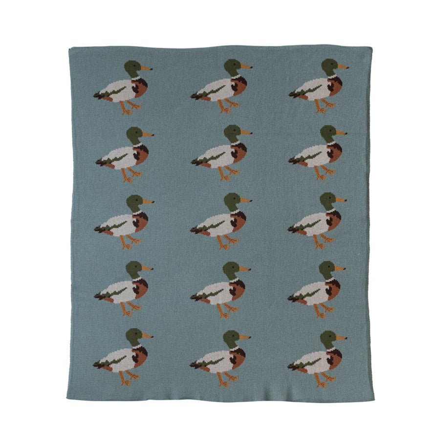 COTTON KNIT BABY BLANKET - DUCKS