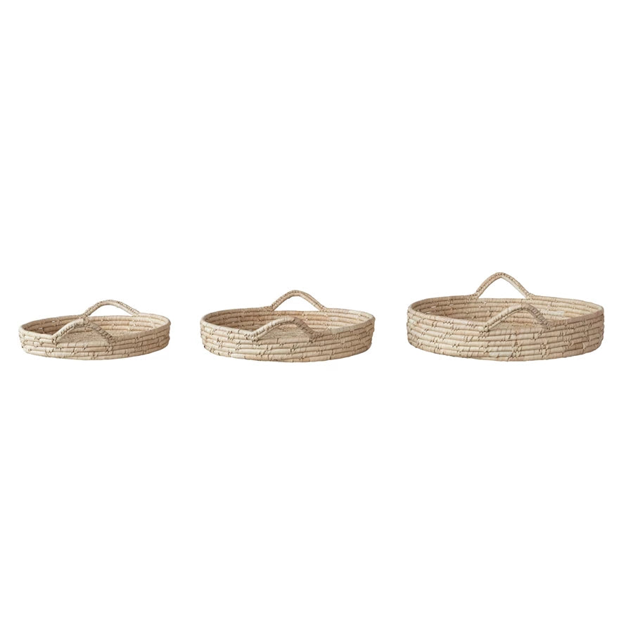 WOVEN LEAF TRAY BASKETS