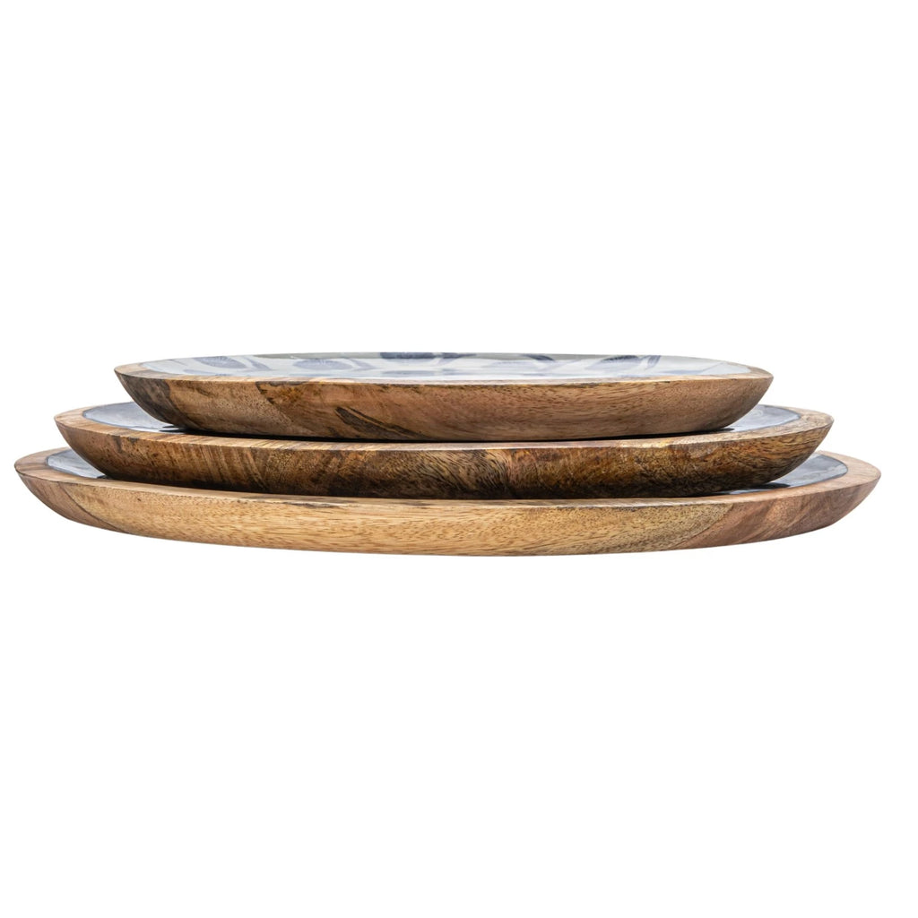 ENAMELED MANGO WOOD TRAYS