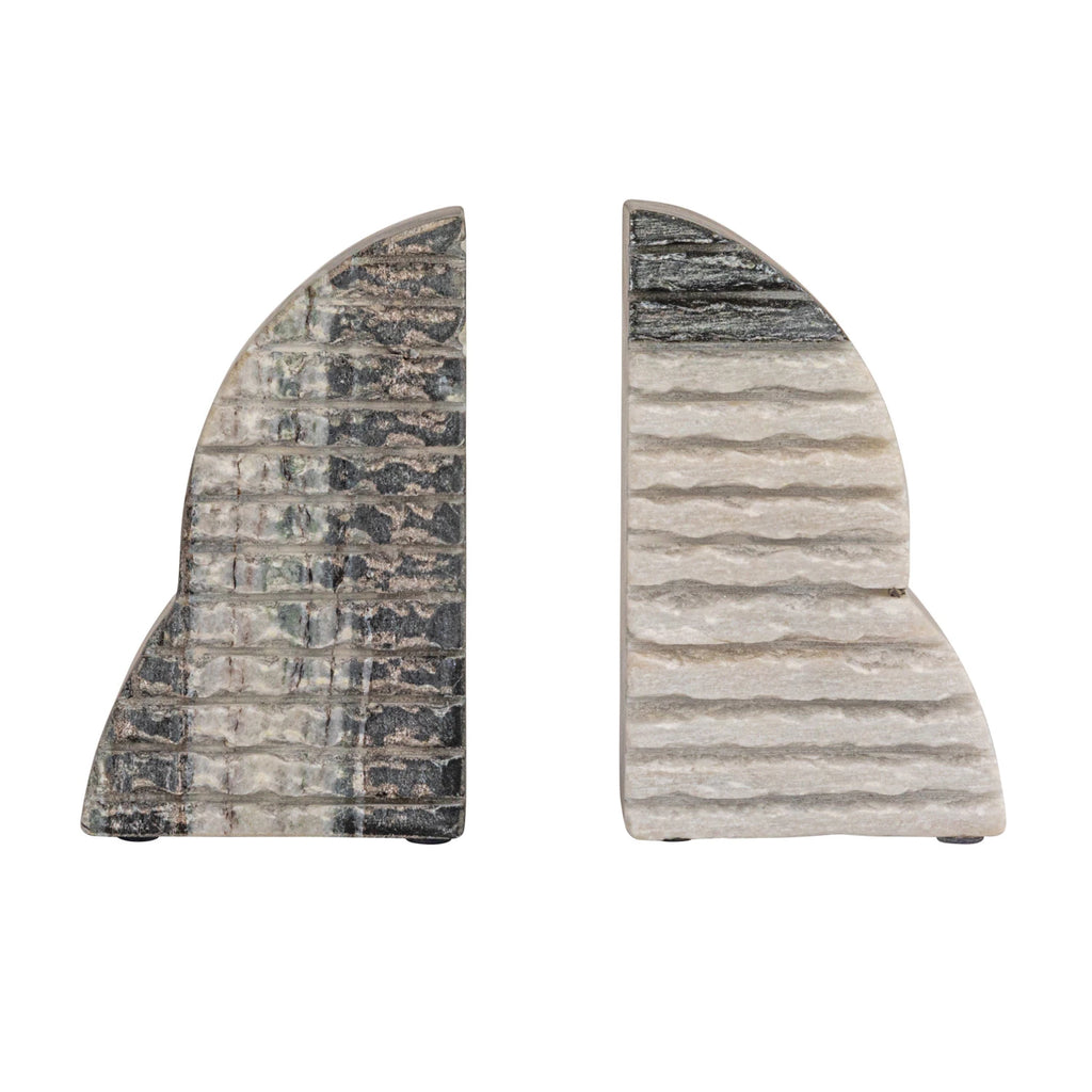 CARVED MARBLE BOOKENDS