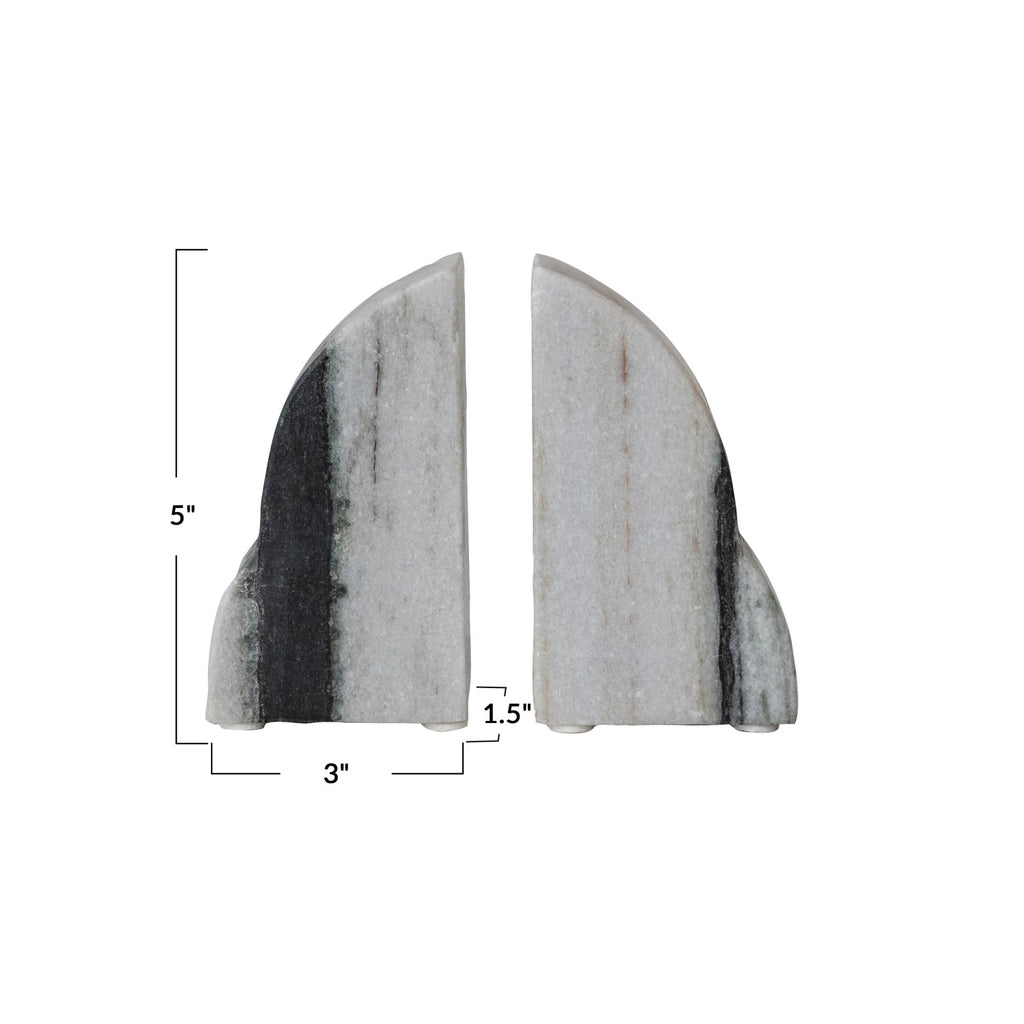 CARVED MARBLE BOOKENDS