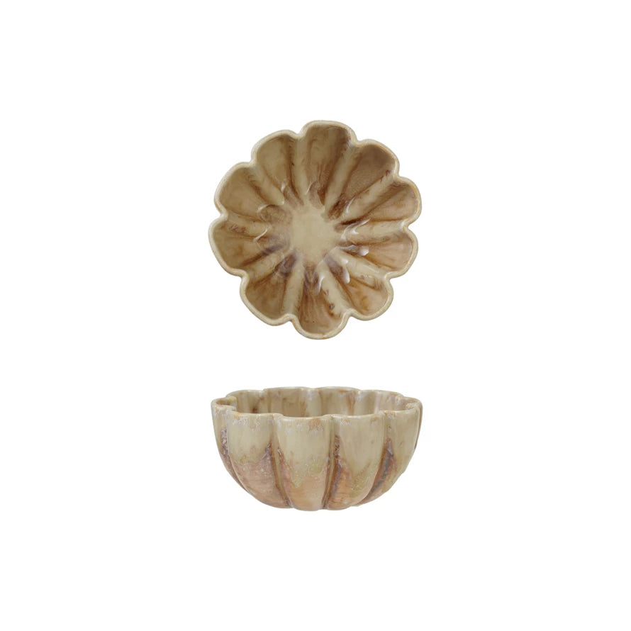 CRACKLE GLAZE SCALLOPED BOWL