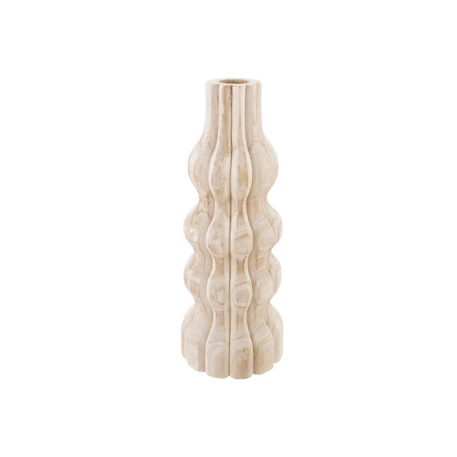 CARVED WOOD VASE TALL