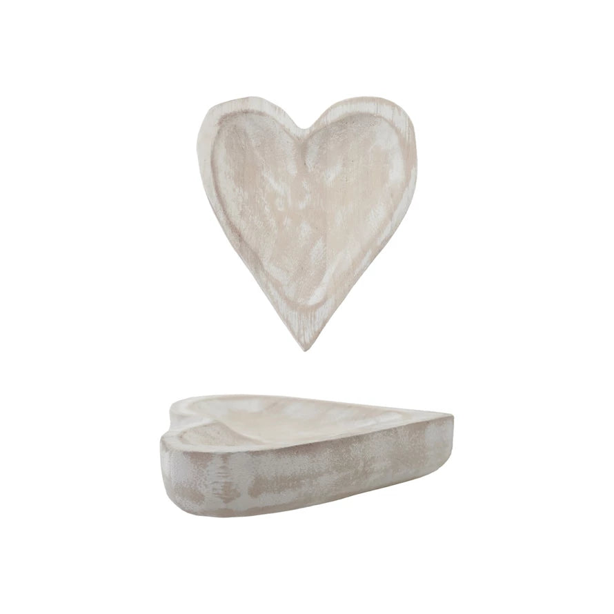 HEART SHAPED WOOD DISH