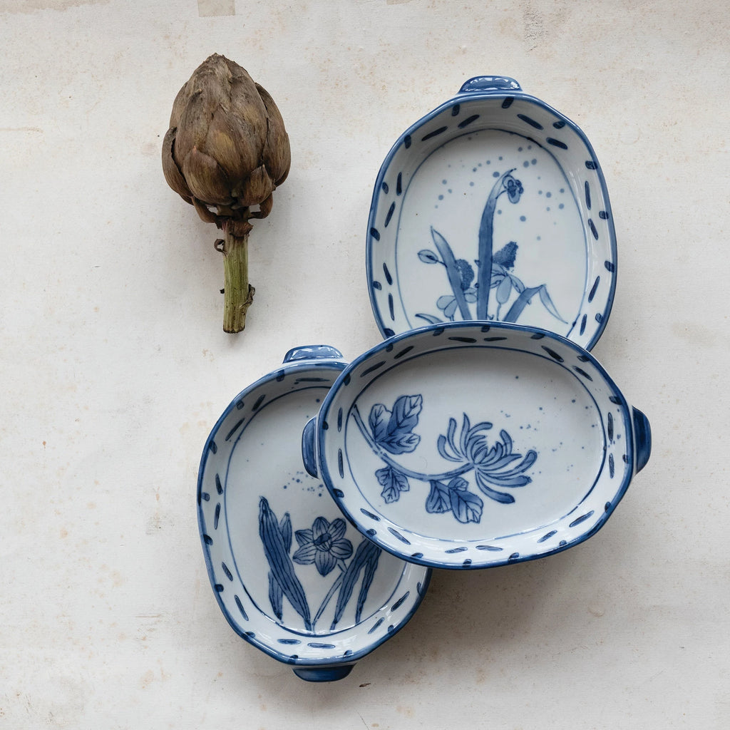 HAND-PAINTED STONEWARE BAKER
