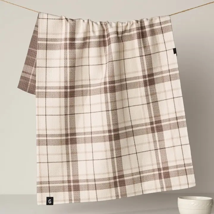 GEOMETRY LUXE KITCHEN TOWEL - OAT PLAID