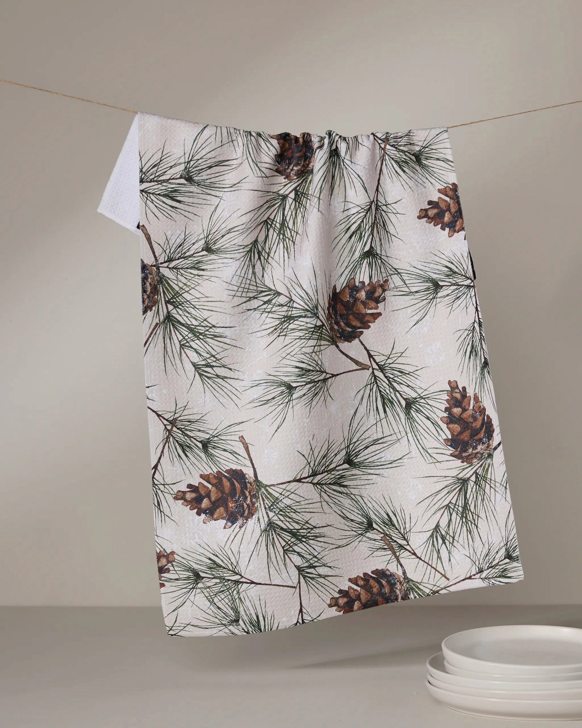 GEOMETRY TEA TOWEL - EVERGREEN FROST