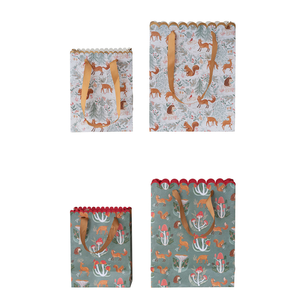 Printed Recycled Paper Gift Bags, 2 Styles, Set of 2 ©