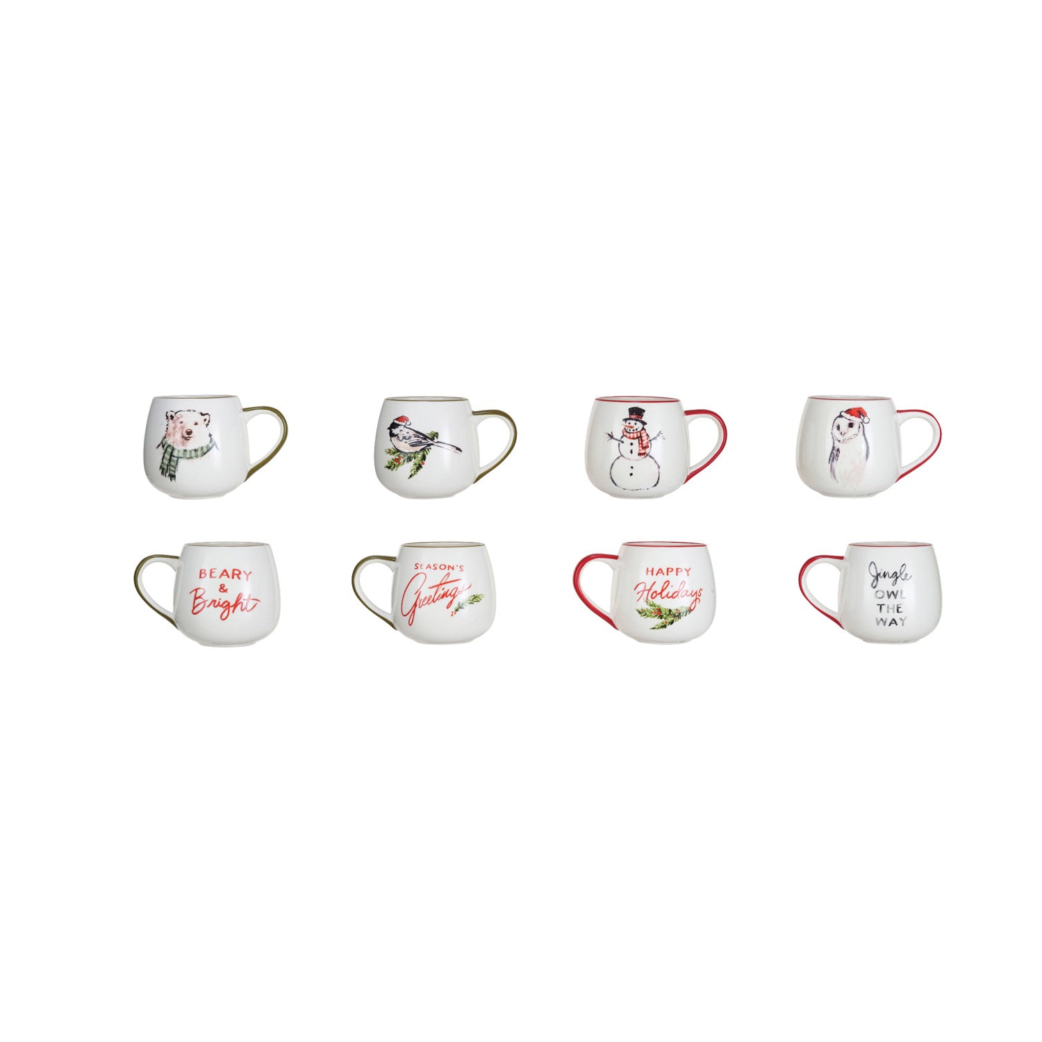16 oz. Stoneware Mug w/ Holiday Saying & Animal, 4 Styles ©