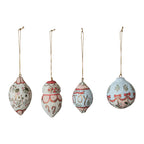 3-1/2"H Hand-Painted Paper Mache Ornament with Design, 4 Styles ©