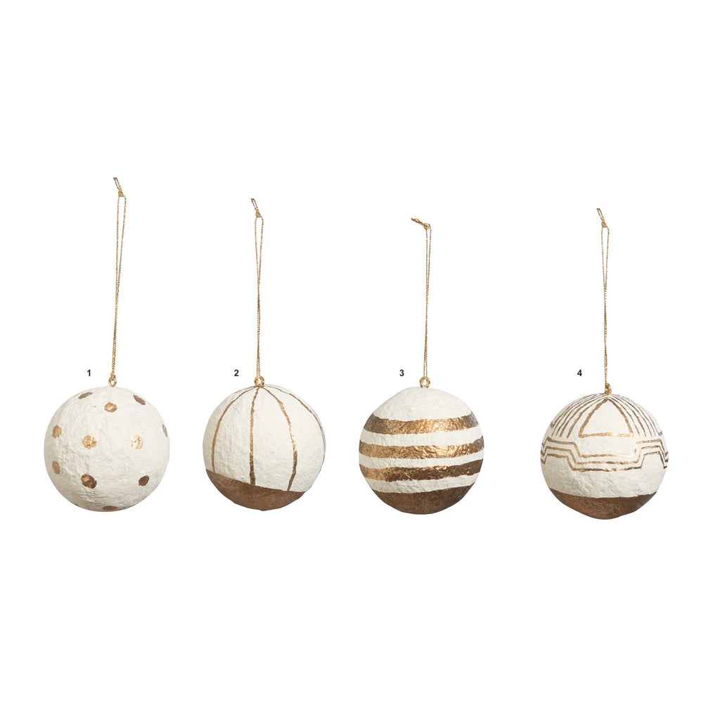 GOLD HAND-PAINTED PAPER MACHE ORNAMENT